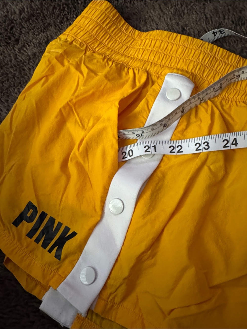 ☀️🥎🛝🛹PINK Yellow Athletic Snap-Trim Shorts - Picture 5 of 6